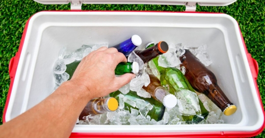 taking beer from cooler