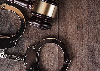 hand cuffs and gavel